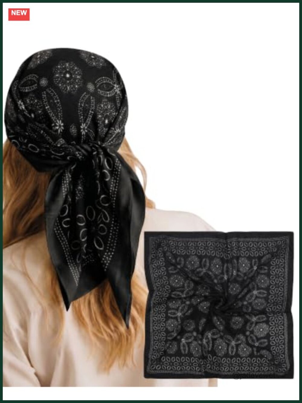 27.5" Square Head Scarf for Women, Polyster Hair Wrap Bandana Neck Scarf